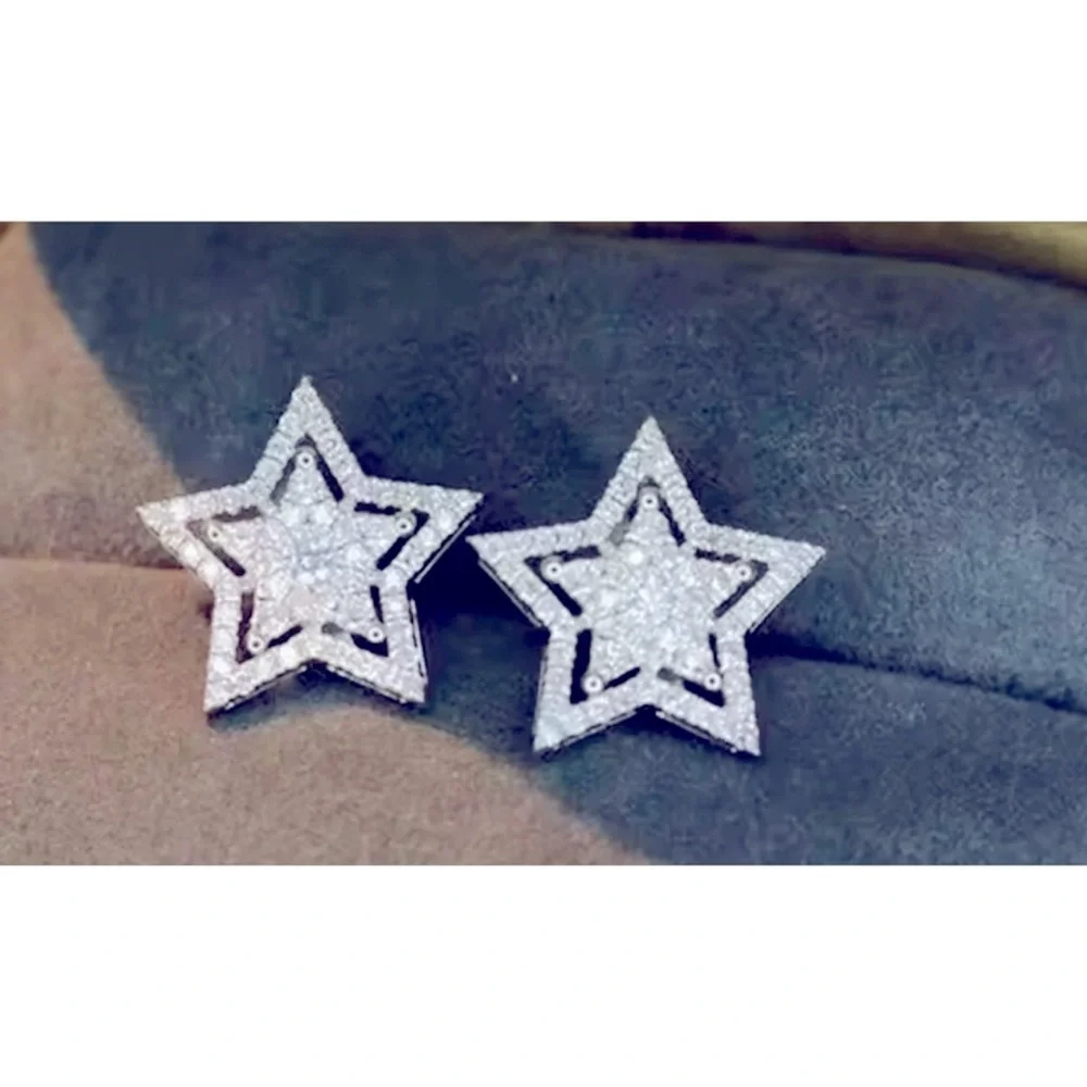 NEW Unisex Sparkling Simulated Diamond Rhodium S925‎ Earrings, 1.5cm